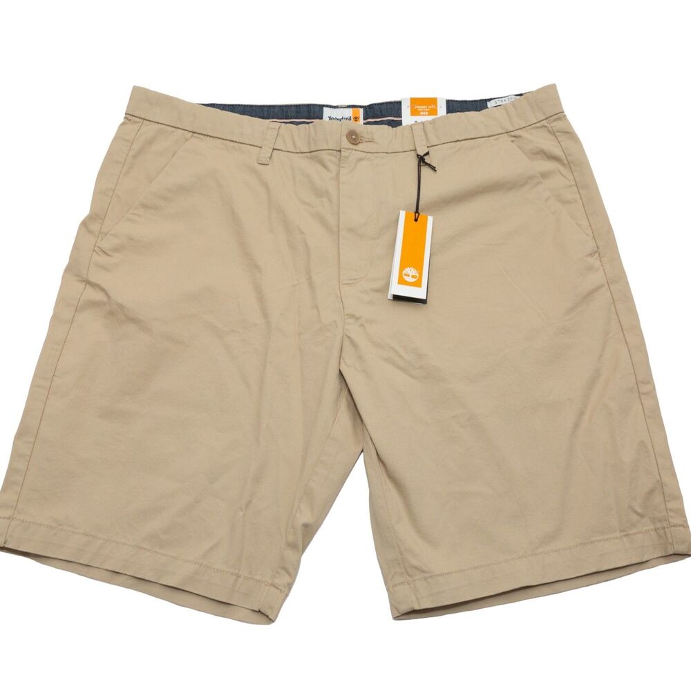 Timberland Men's Khaki Chino Shorts W40 Straight Fit Cotton Stretch Casual Beige